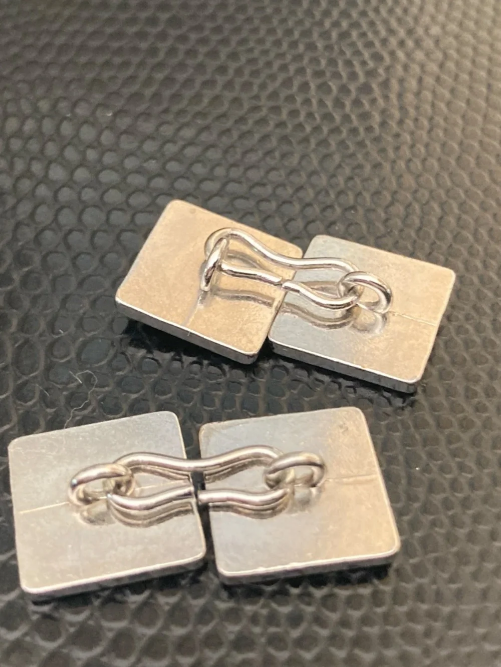 Calvin Klein Silver Tone Logo Square Cufflinks Modern Designer Men's Accessories